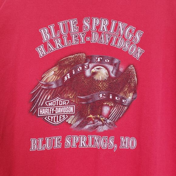 Harley Davidson T-Shirt Mens XL Red Sleeveless Muscle Shirt Cut Off Missouri USA - Picture 5 of 13